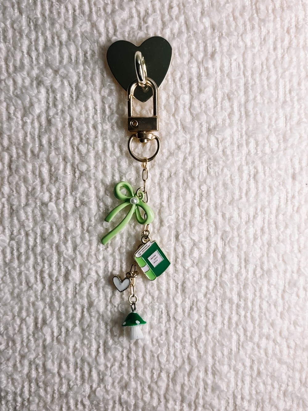 Green Ribbon Charm Keychain Phone Accessory - Unbranded